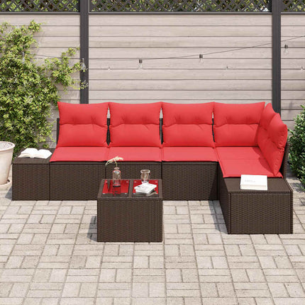 Havesofa Sæt med opbevaring Brun og Rød polyrattan
