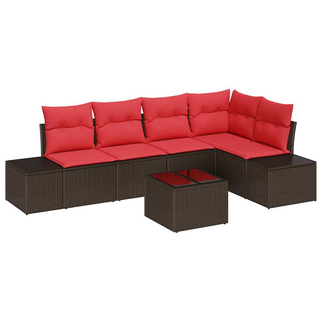 Havesofa Sæt med opbevaring Brun og Rød polyrattan