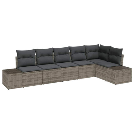 Havesofa Sæt med opbevaring 6 pcs Grå polyrattan