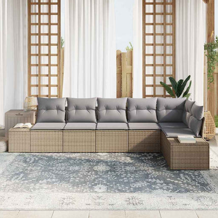 Havesofa Sæt 6 stk. Beige og lys grå polyrattan