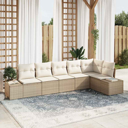 Havesofa Sæt 6 stk. Beige og creme polyrattan