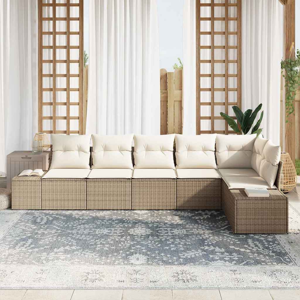 Havesofa Sæt med pude med opbevaring 6 pcs Beige og creme