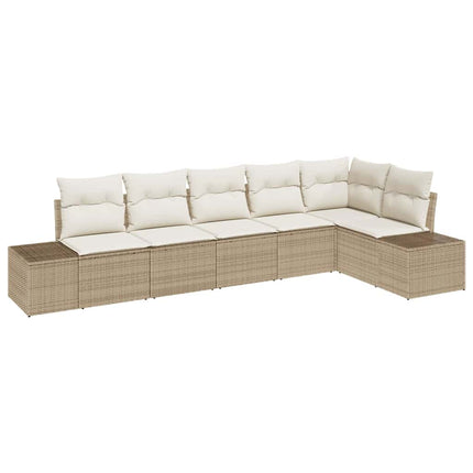Havesofa Sæt 6 stk. Beige og creme polyrattan