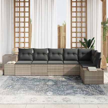 Havesofa Sæt med opbevaring 6 pcs Lysegrå polyrattan