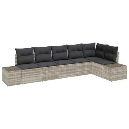Havesofa Sæt med opbevaring 6 pcs Lysegrå polyrattan