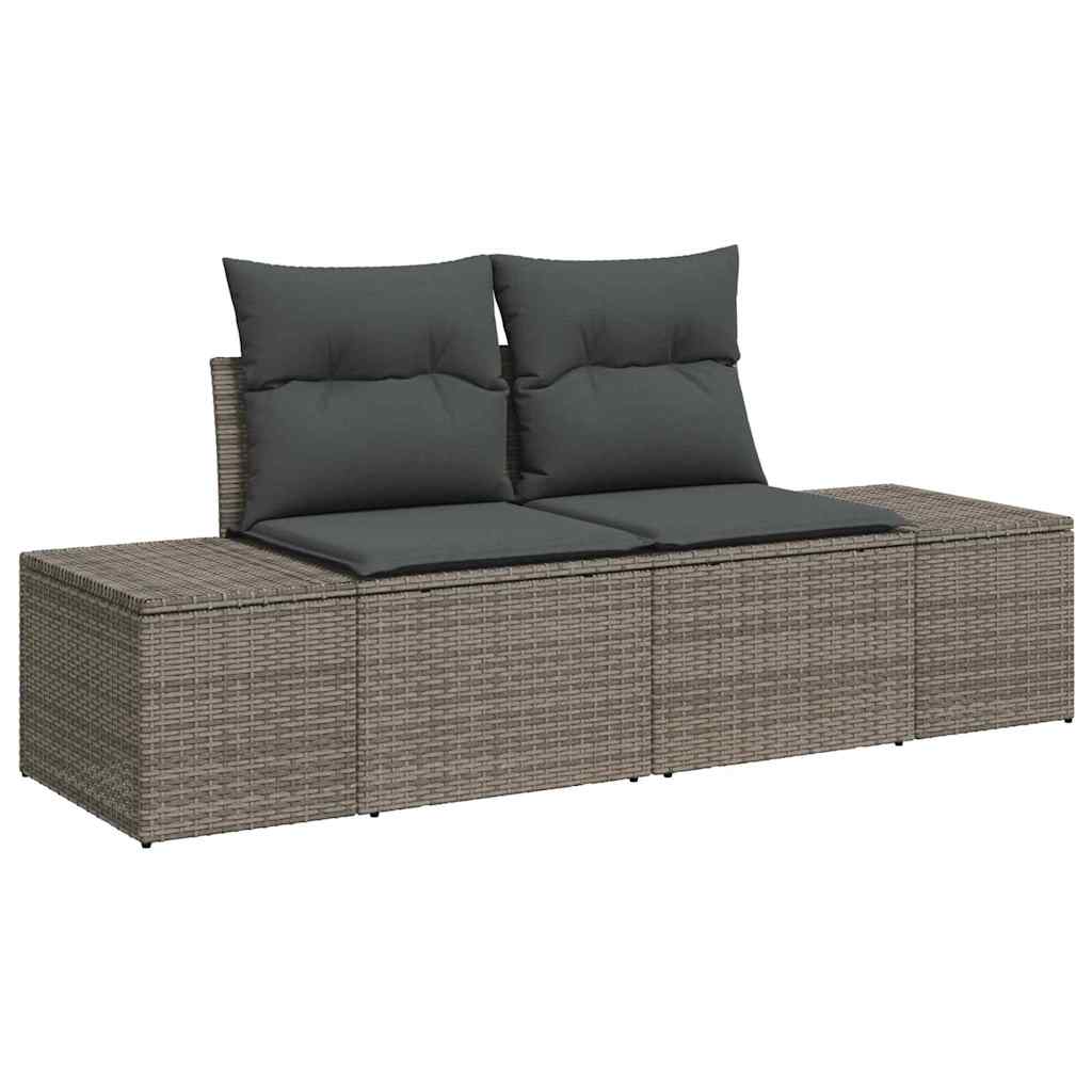 Havesofa Sæt med opbevaring 7 pcs Grå polyrattan