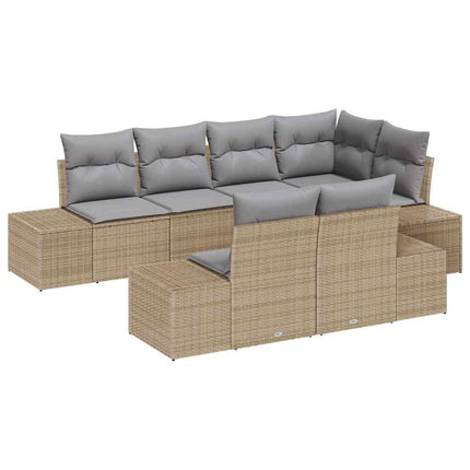 Havesofa Sæt 7 stk. Beige og lys grå polyrattan