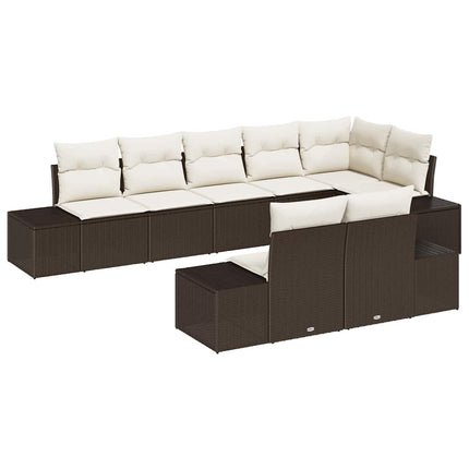 Havesofa Sæt 8 stk. Brun og Creme Poly rattan