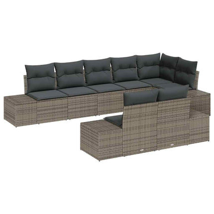 Havesofa Sæt 8 stk. Grå Poly rattan