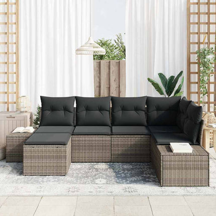 Havesofa Sæt 6 stk. Grå polyrattan
