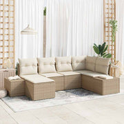 Havesofa Sæt med pude 6 pcs Beige og creme polyrattan