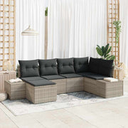 Havesofa Sæt med pude med opbevaring 6 pcs Lysegrå polyrattan
