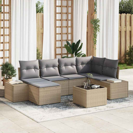 Havesofa Sæt 6 stk. Beige og lys grå polyrattan