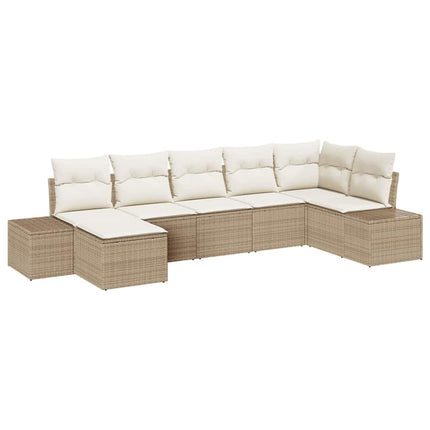 Havesofa Sæt 7 stk. Beige polyrattan
