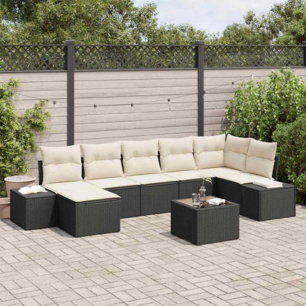 Havesofa Sæt 7 stk. Sort polyrattan