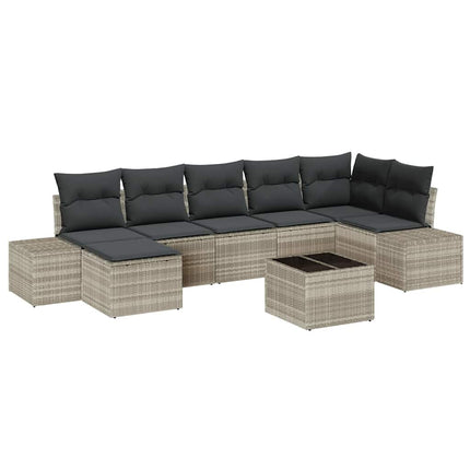 Havesofa Sæt 7 stk. Lysegrå polyrattan