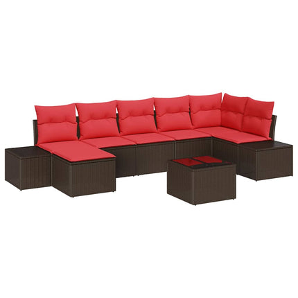 Havesofa Sæt 7 stk. Brun og Rød polyrattan