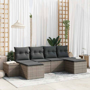Havesofa Sæt med pude med opbevaring 4 pcs Grå polyrattan