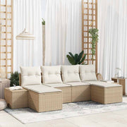 Havesofa Sæt med pude 4 pcs Beige og creme polyrattan