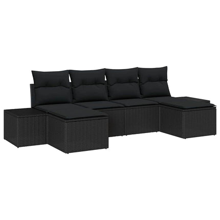 Havesofa Sæt 4 stk. Sort polyrattan