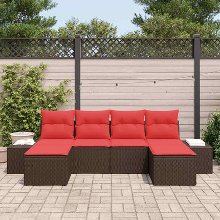 Havesofa Sæt 4 stk. Brun og Rød polyrattan