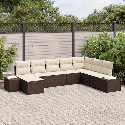 Havesofa Sæt 8 stk. Brun og Creme polyrattan