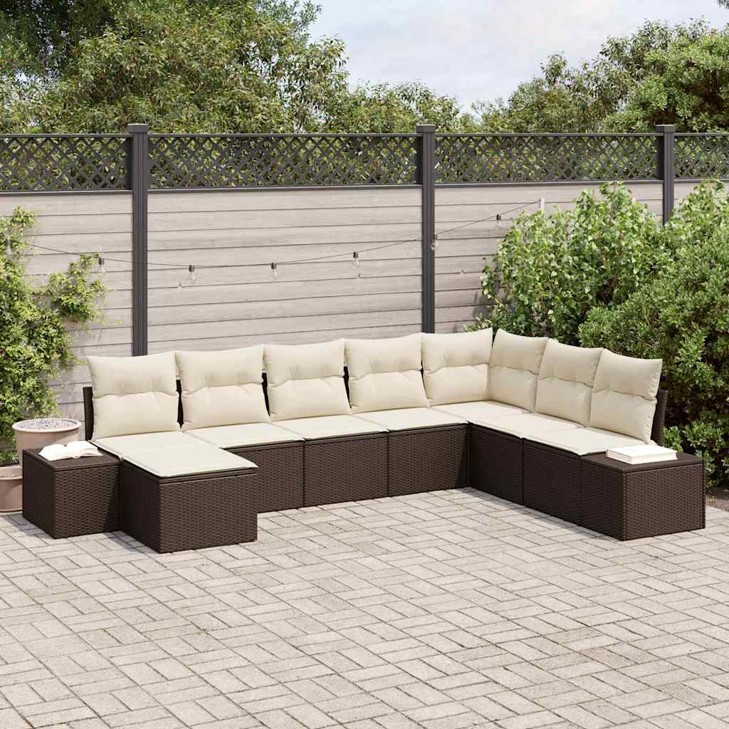 Havesofa Sæt 8 pcs Brun og cremefarvet 319 x 209 x 85 cm