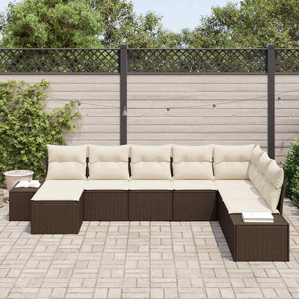Havesofa Sæt 8 stk. Brun og Creme polyrattan