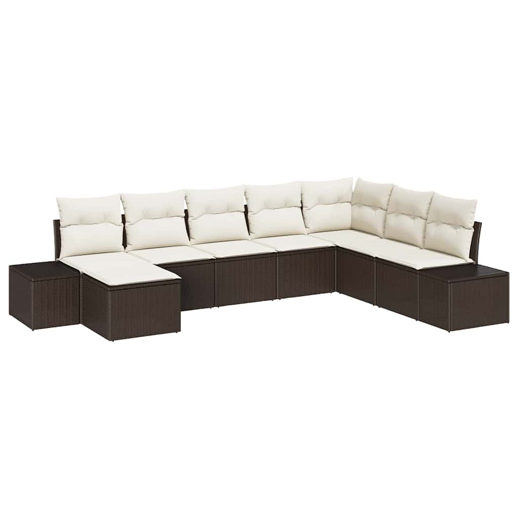 Havesofa Sæt 8 pcs Brun og cremefarvet 319 x 209 x 85 cm