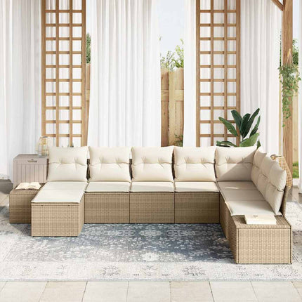 Havesofa Sæt 8 stk. Beige og creme polyrattan