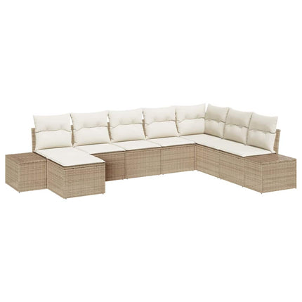 Havesofa Sæt 8 stk. Beige og creme polyrattan