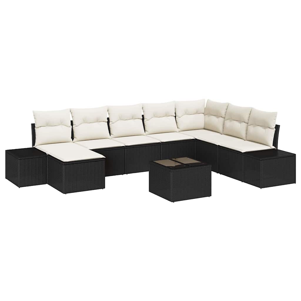 Havesofa Sæt 9 pcs Sort og cremefarvet 319 x 209 x 85 cm
