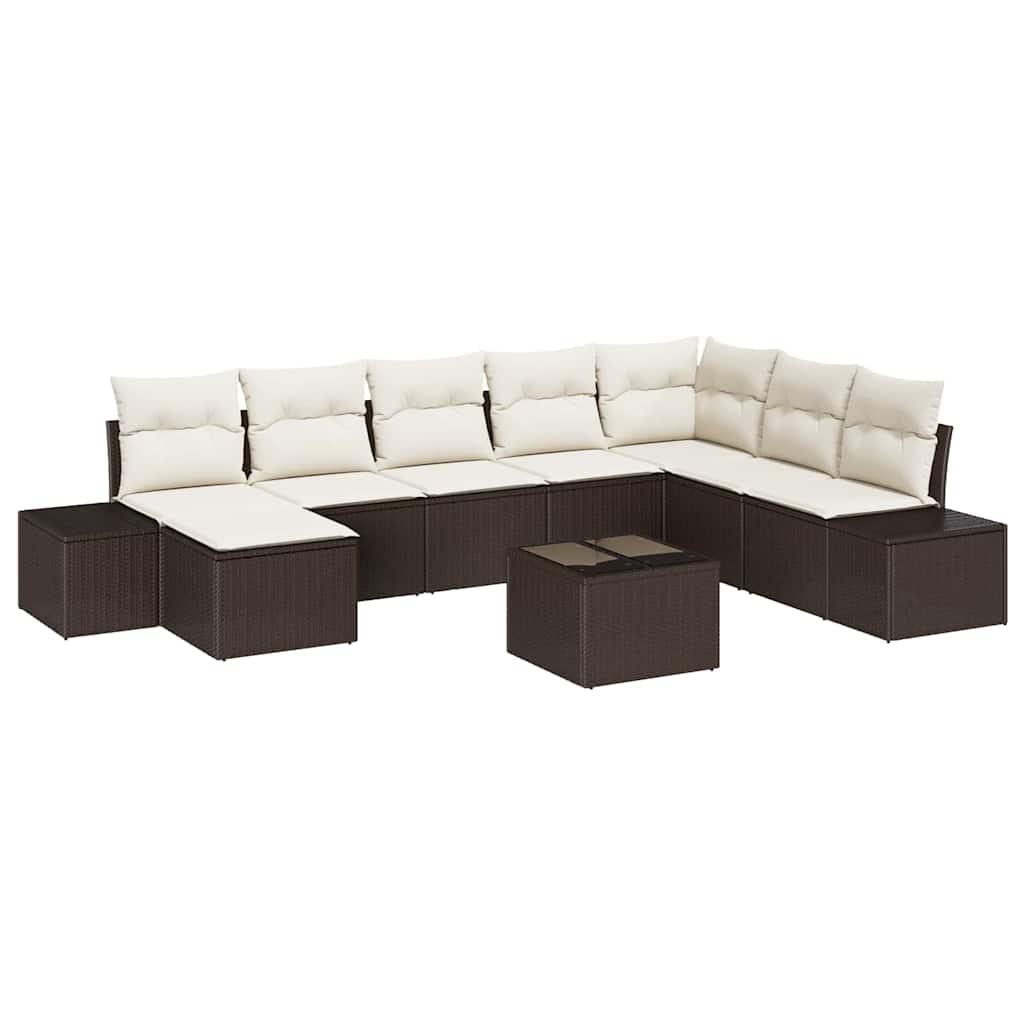 Havesofa Sæt 9 pcs Brun og cremefarvet 319 x 209 x 85 cm