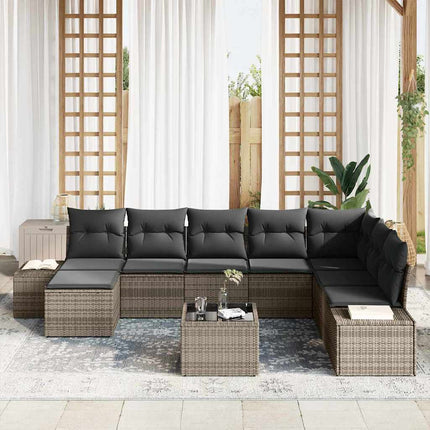 Havesofa Sæt 8 stk. Grå polyrattan