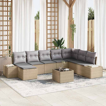Havesofa Sæt 8 stk. Beige og lys grå polyrattan