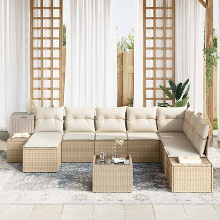 Havesofa Sæt 8 stk. Beige og creme polyrattan