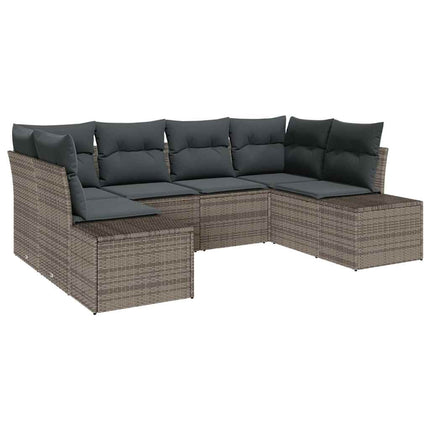 Havesofa Sæt med opbevaring 6 pcs Grå Poly rattan