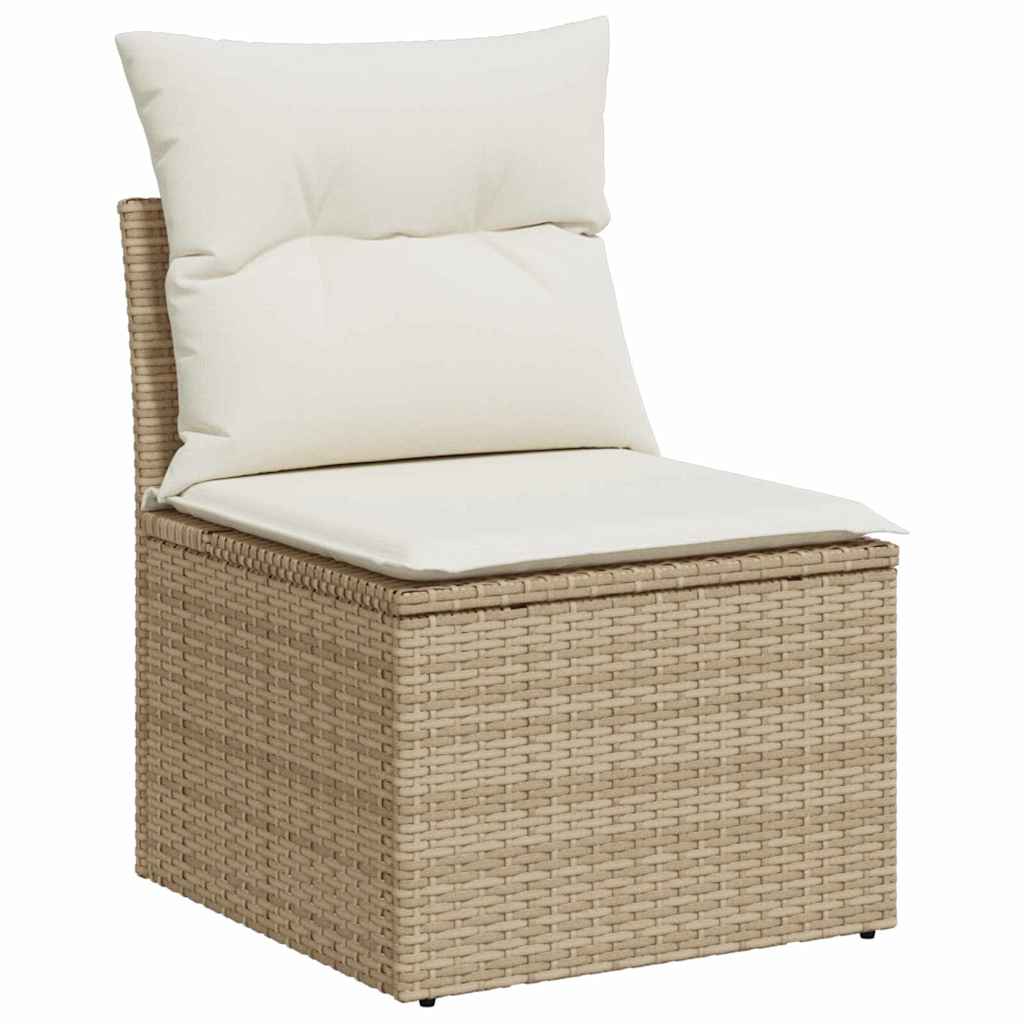 Havesofa Sæt med pude 6 pcs beige og cremefarvet Poly rattan