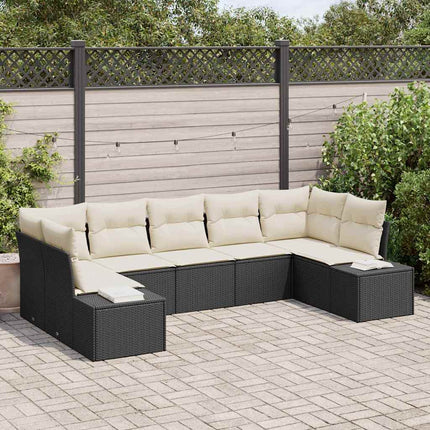 Havesofa Sæt med opbevaring 7 pcs Sort og Cream Poly rattan