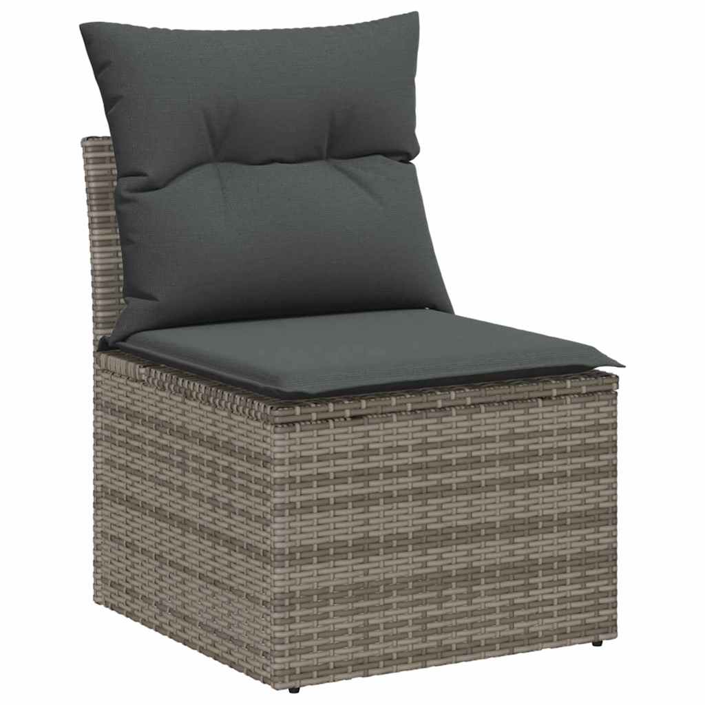 Havesofa Sæt med pude 7 pcs Grå Poly rattan