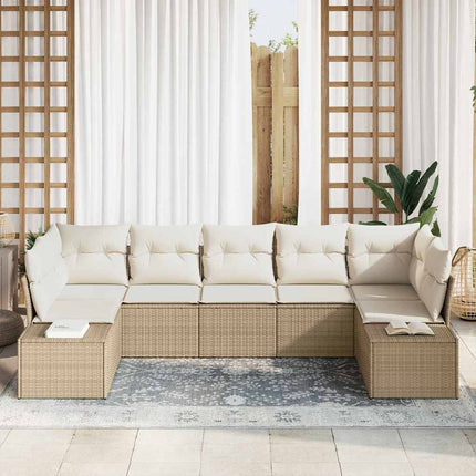 Havesofa Sæt 7 stk. 7-Antal sæder Beige og creme Poly rattan