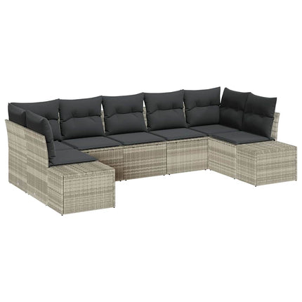 Havesofa Sæt med opbevaring 7 pcs Lysegrå Poly rattan
