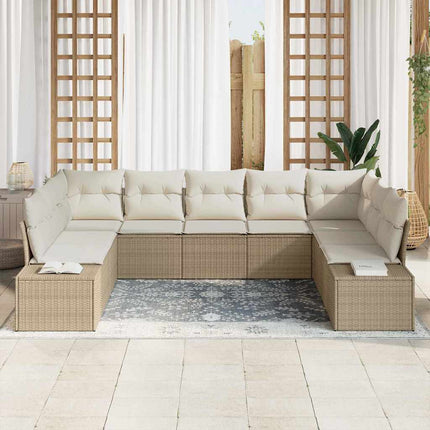Havesofa Sæt 9 stk. 8-Antal sæder Beige og creme Polyrattan