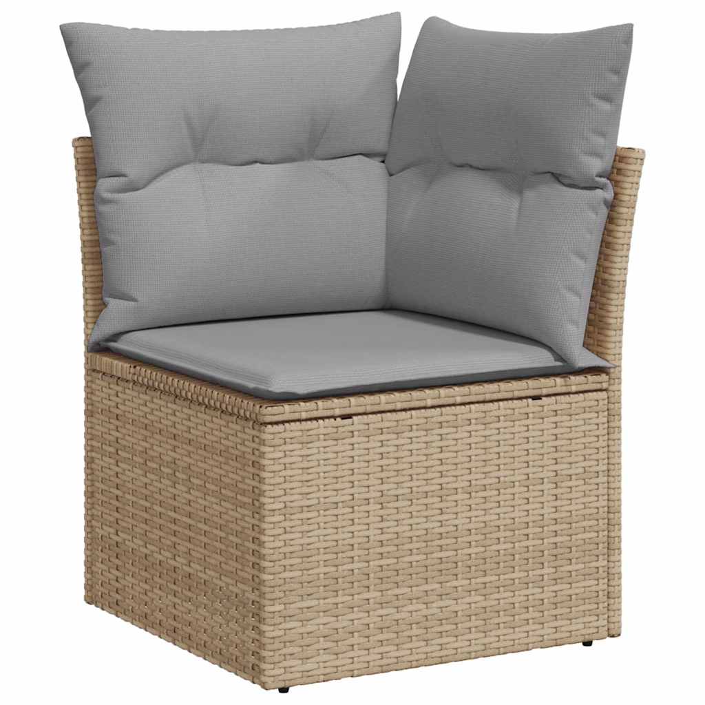 Havesofa Sæt med pude 10 pcs Beige og lys grå Poly Rattan