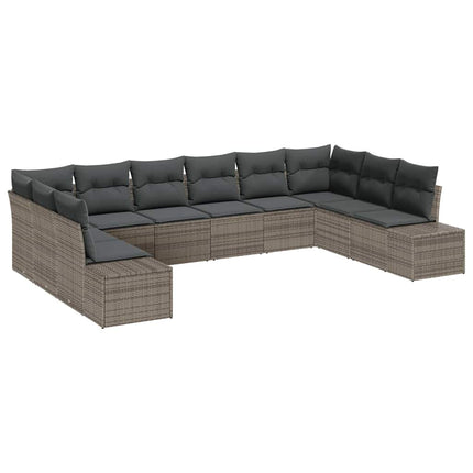 Havesofa Sæt 10 stk. 9-Antal sæder Grå Polyrattan