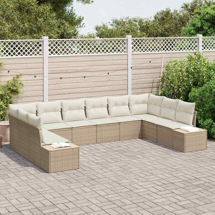 Havesofa Sæt 10 stk. 9-Antal sæder Beige og creme Polyrattan
