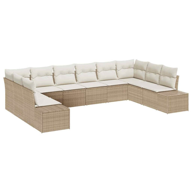 Havesofa Sæt 10 stk. 9-Antal sæder Beige og creme Polyrattan