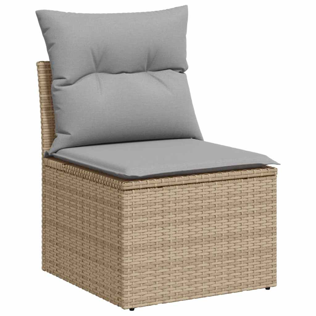 Havesofa Sæt med pude 11 pcs Beige og lys grå Poly Rattan