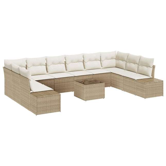 Havesofa Sæt 10 stk. 9-Antal sæder Beige og creme Polyrattan