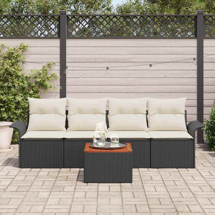 Havesofa Sæt 5 stk. 4-Antal sæder Sort og Cream polyrattan
